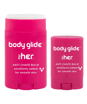 BodyGlide For Her front view showing jar and stick for versatile protection