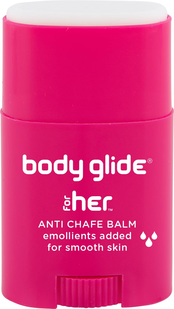 BodyGlide For Her front packaging showing balm stick and compact size benefiting easy storage