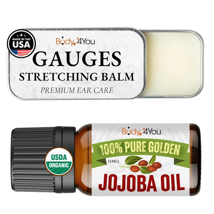 BodyJ4You kit front packaging showing balm tin and jojoba bottle for easy care