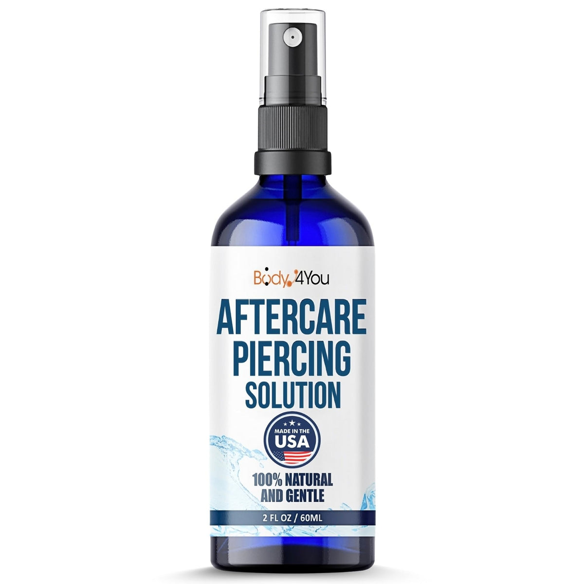 BodyJ4You front bottle showing piercing aftercare spray for gentle cleaning