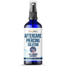 BodyJ4You front bottle showing piercing aftercare spray for gentle cleaning