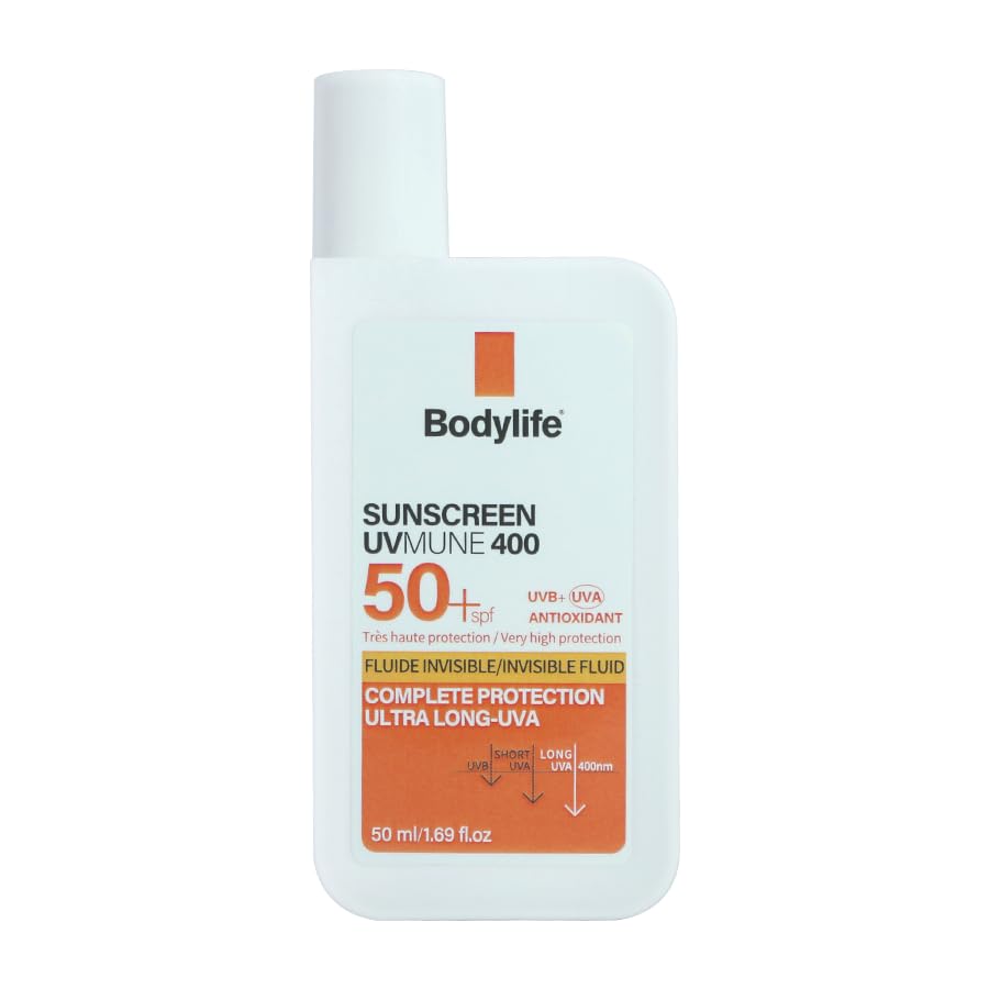 Bodylife front packaging showing SPF 50+ mineral sunscreen benefit