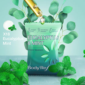 BodyRefresh steamer releasing eucalyptus mint steam in warm shower for clear breathing