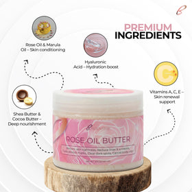 Bodystry rose oil butter creamy texture close-up highlighting rich, non-greasy spreadability
