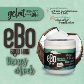BOÉ COSMETICS Ebo GelOil applied to curls for defined, frizz-controlled shine