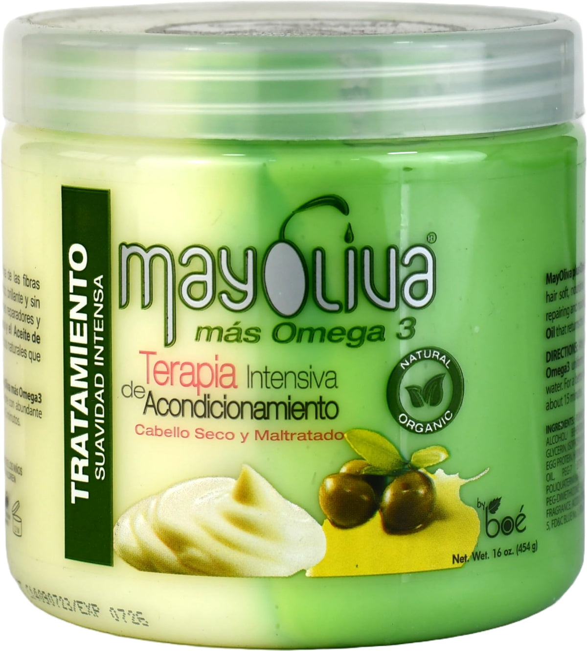BOÉ COSMETICS Mayoliva 16 oz jar front view showing packaging and benefit of deep repair