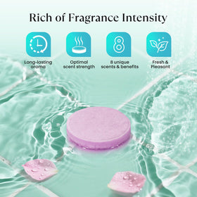 bofuoos tablet on shower shelf demonstrating safe placement and slow dissolve