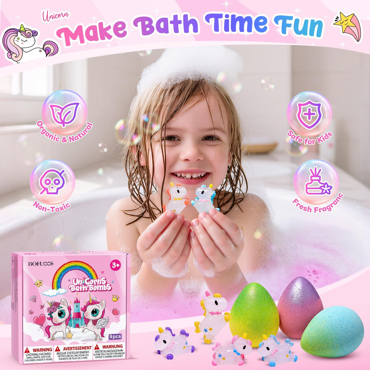 Bofuoos surprise toy capsule revealed from inside bath bomb for fun reward