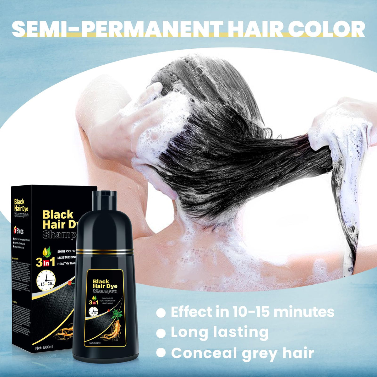 BOJICA before and after hair showing improved gray coverage benefit