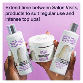BOLD UNIQ applying shampoo in shower illustrating easy at-home toning
