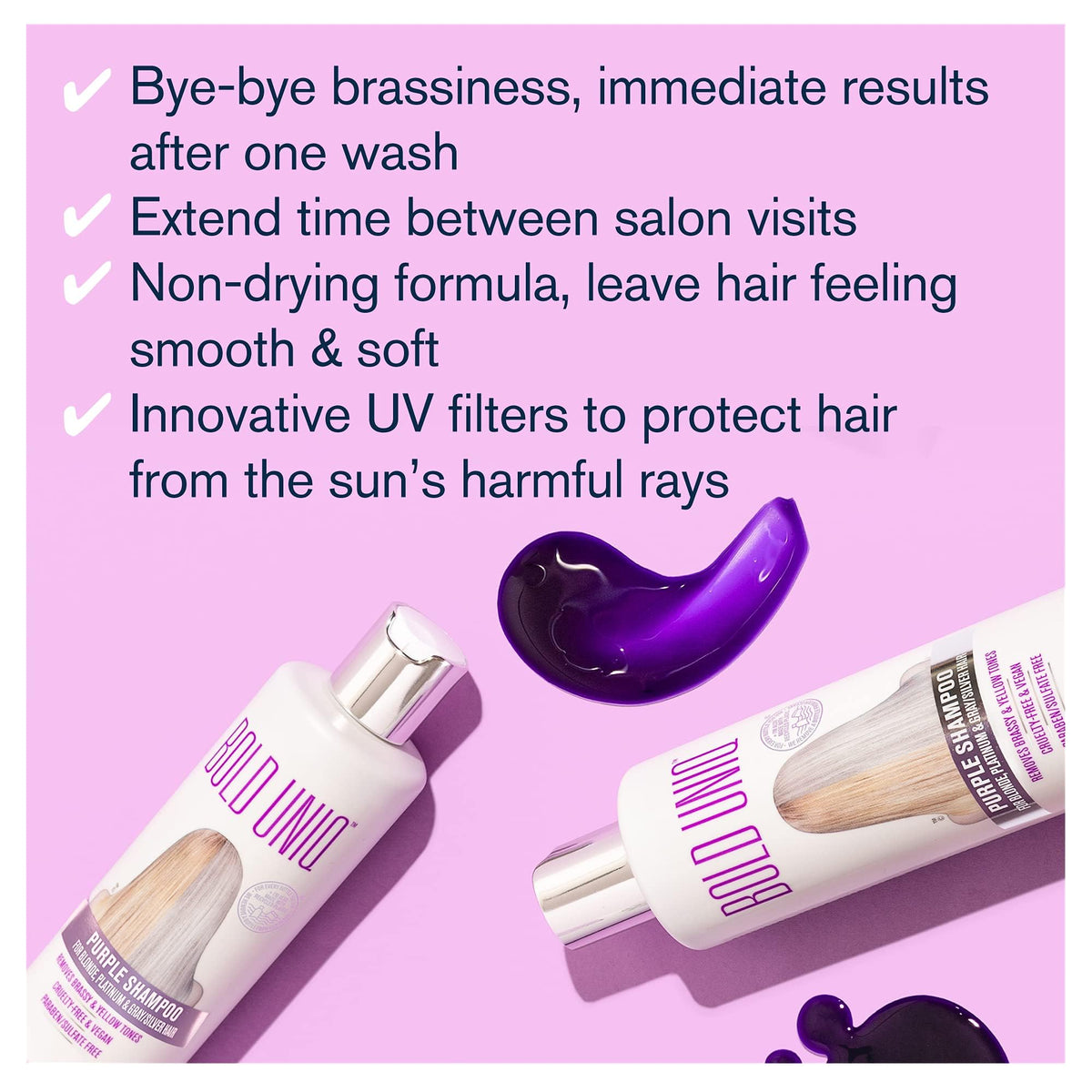 BOLD UNIQ back label close-up showing ingredients and sulfate-free claim for informed buyers