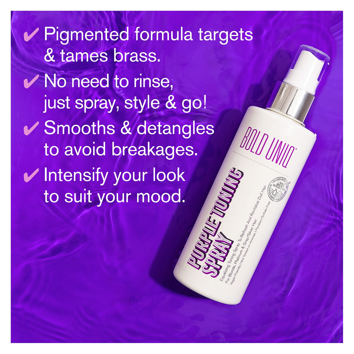 BOLD UNIQ close-up of formula sheen with coconut and marula oil, indicates smoothing benefits