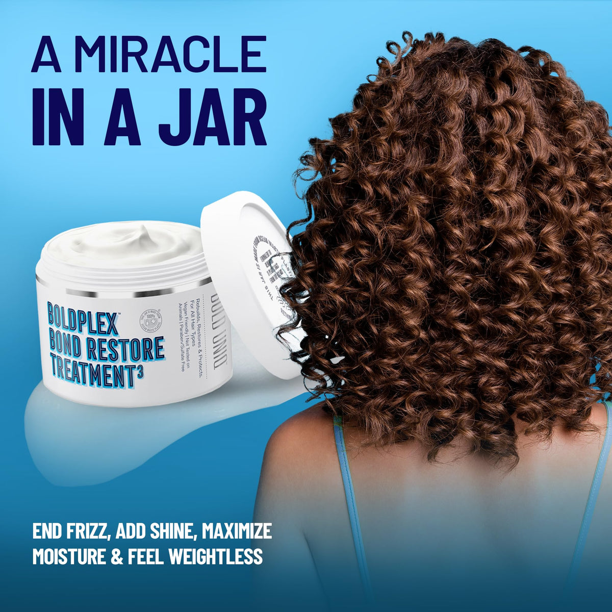 BOLD UNIQ before and after hair comparison showing reduced frizz and smoother strands