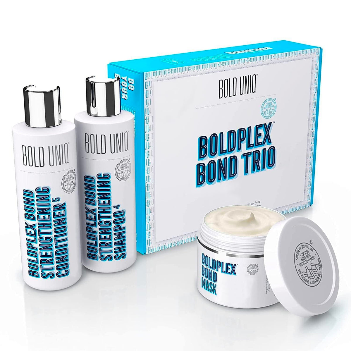 BOLD UNIQ trio front packaging showing all three products and gift-ready presentation