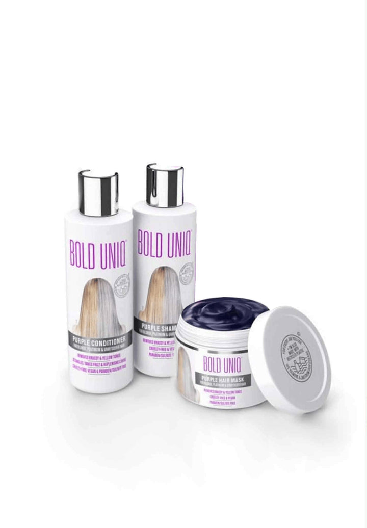 BOLD UNIQ front view of trio gift set showing complete collection benefit