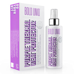 BOLD UNIQ front spray bottle displayed, clear protection and toning benefits