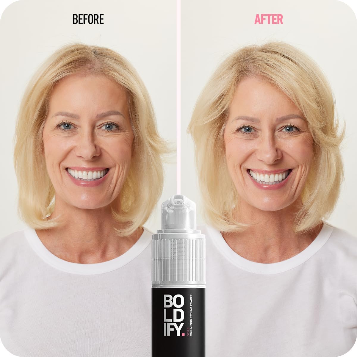 Boldify application at roots demonstrating quick lift and instant grip