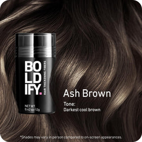 Boldify open container with visible ash brown fibers for quick concealment