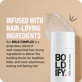 Boldify before after volume comparison illustrates noticeably fuller hair