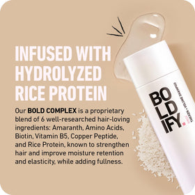 BOLDIFY bottle back label with ingredients and usage directions benefit