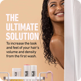 Boldify close-up label highlights biotin complex and clean formulation