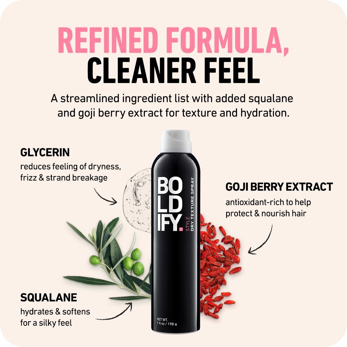 Boldify spray being applied at roots to create immediate lift and grip