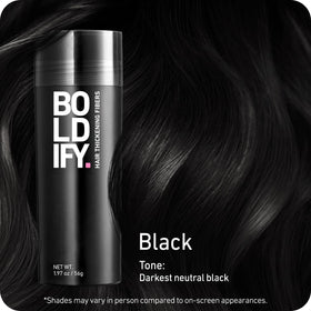 Close-up of BOLDIFY fibers texture highlighting natural look and easy blending benefit