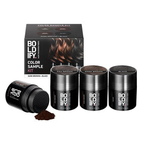 Boldify front packaging sample kit showing product range and benefits