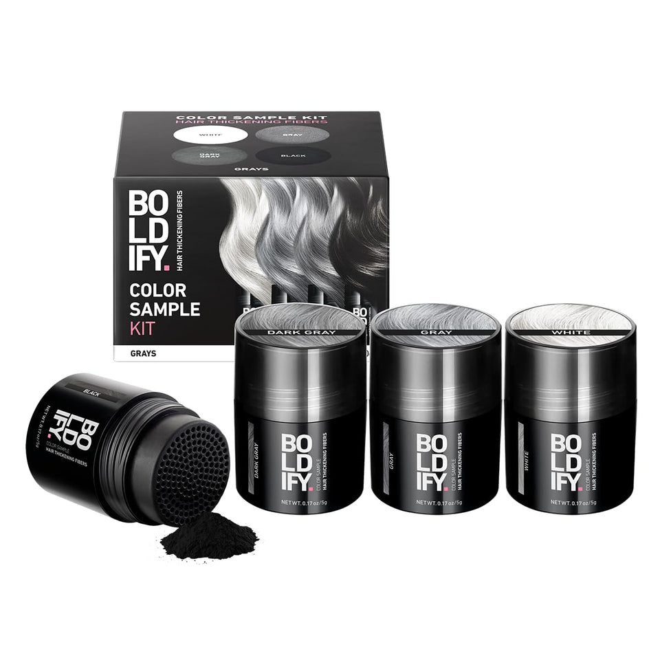 Boldify front packaging sample kit showing product selection and convenience