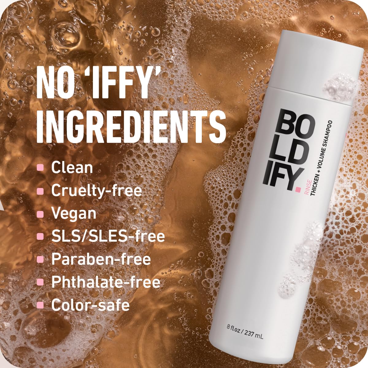 BOLDIFY before and after hair demonstrating fuller-looking, lifted strands