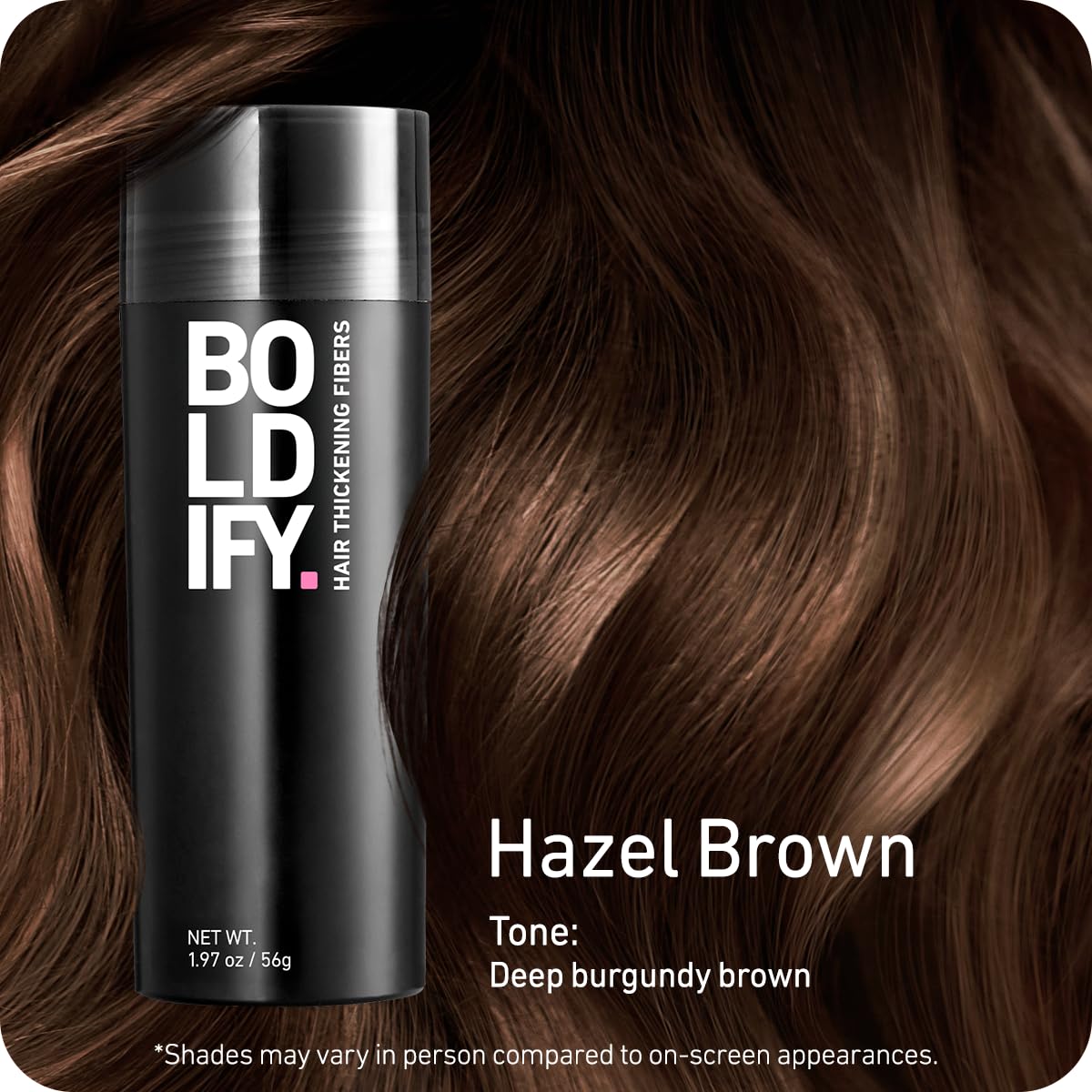 Boldify close-up of hair fiber texture demonstrating natural, clump-free coverage