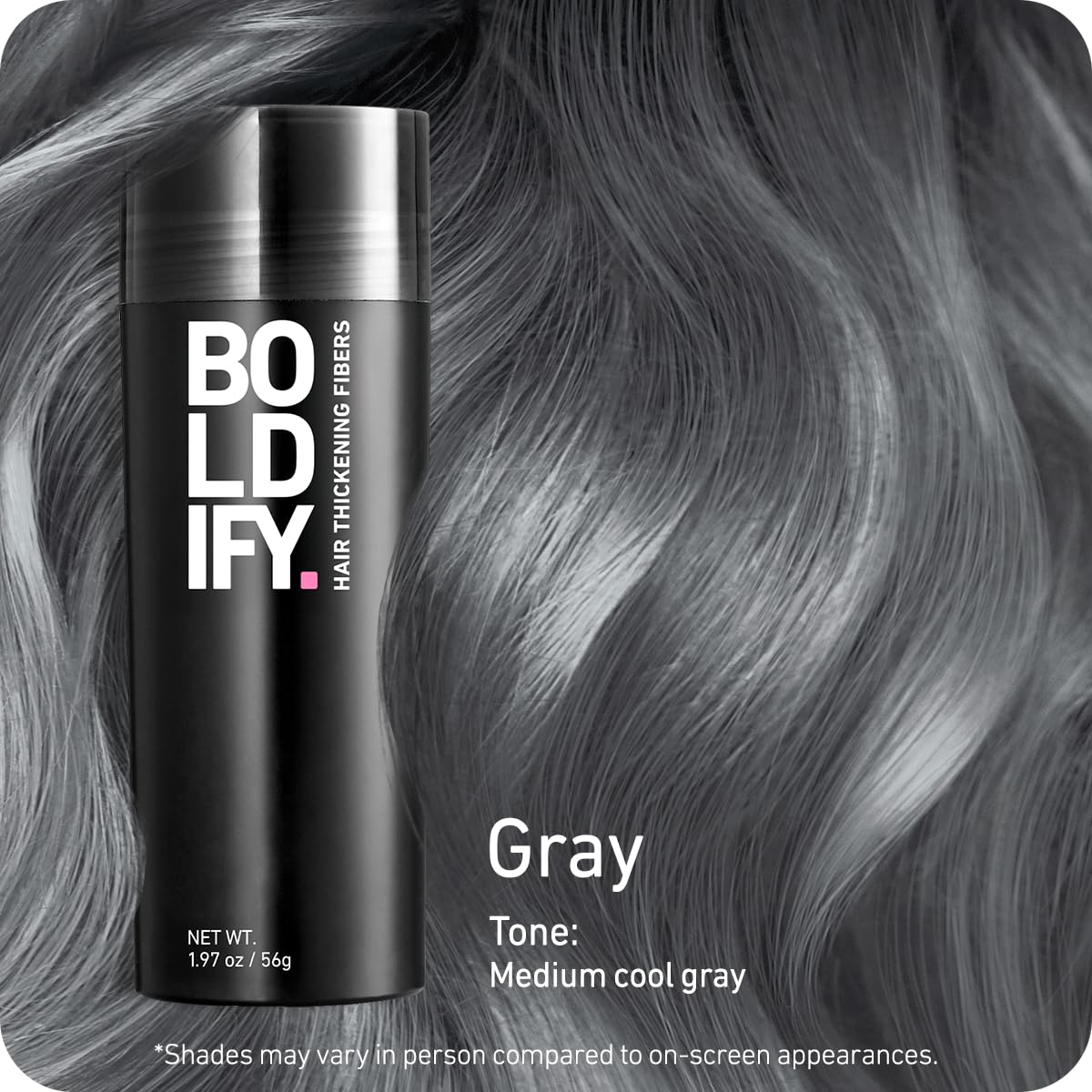 Boldify open container displaying loose plant-based fibers for easy application
