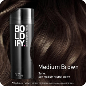 Boldify open jar top view displaying fine fibers for quick application and natural coverage