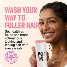 BOLDIFY pump closeup highlighting easy-dispense and controlled usage