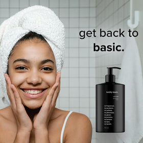 Boldly Basic back label listing excluded ingredients and allergen-free benefits