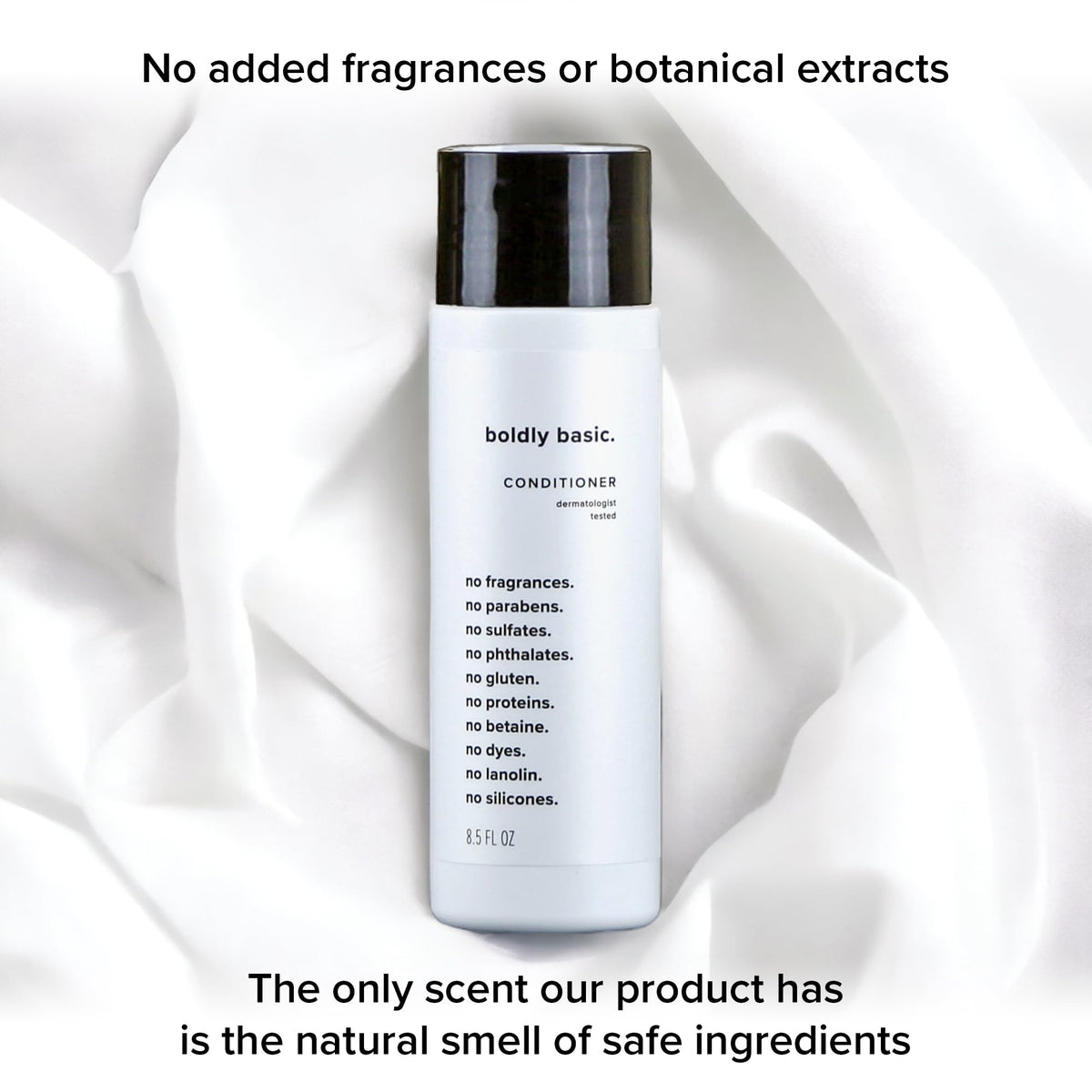 Boldly Basic bottle on bathroom shelf demonstrating simple routine