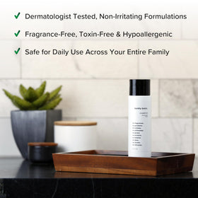 Boldly Basic label closeup highlighting fragrance-free ingredients