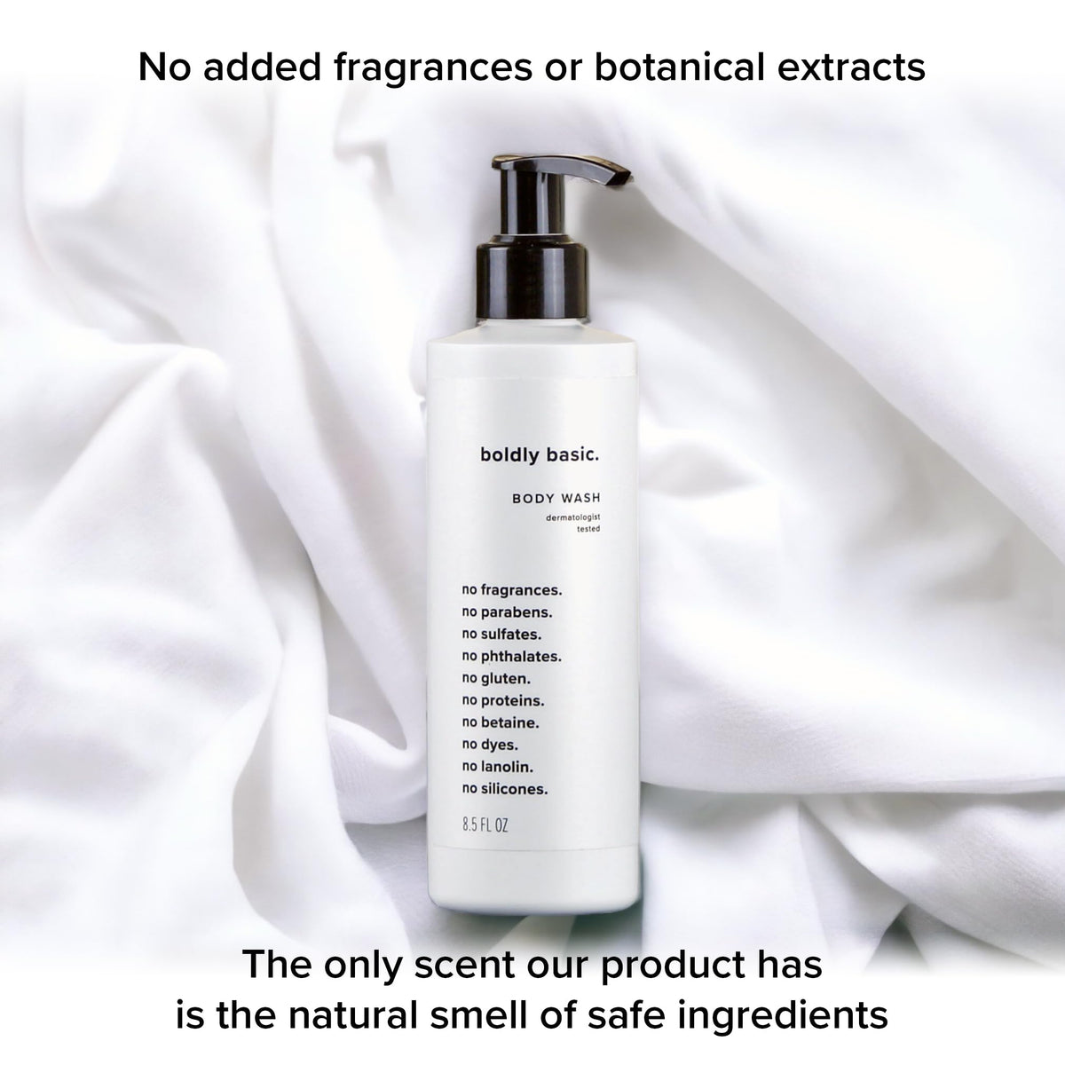Boldly Basic bottle beside hand showing size and travel-friendly convenience benefit