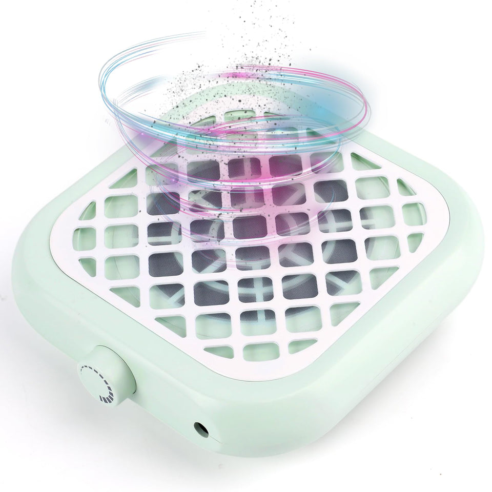 BOMOQING front view showing compact green housing and intake for quick dust capture