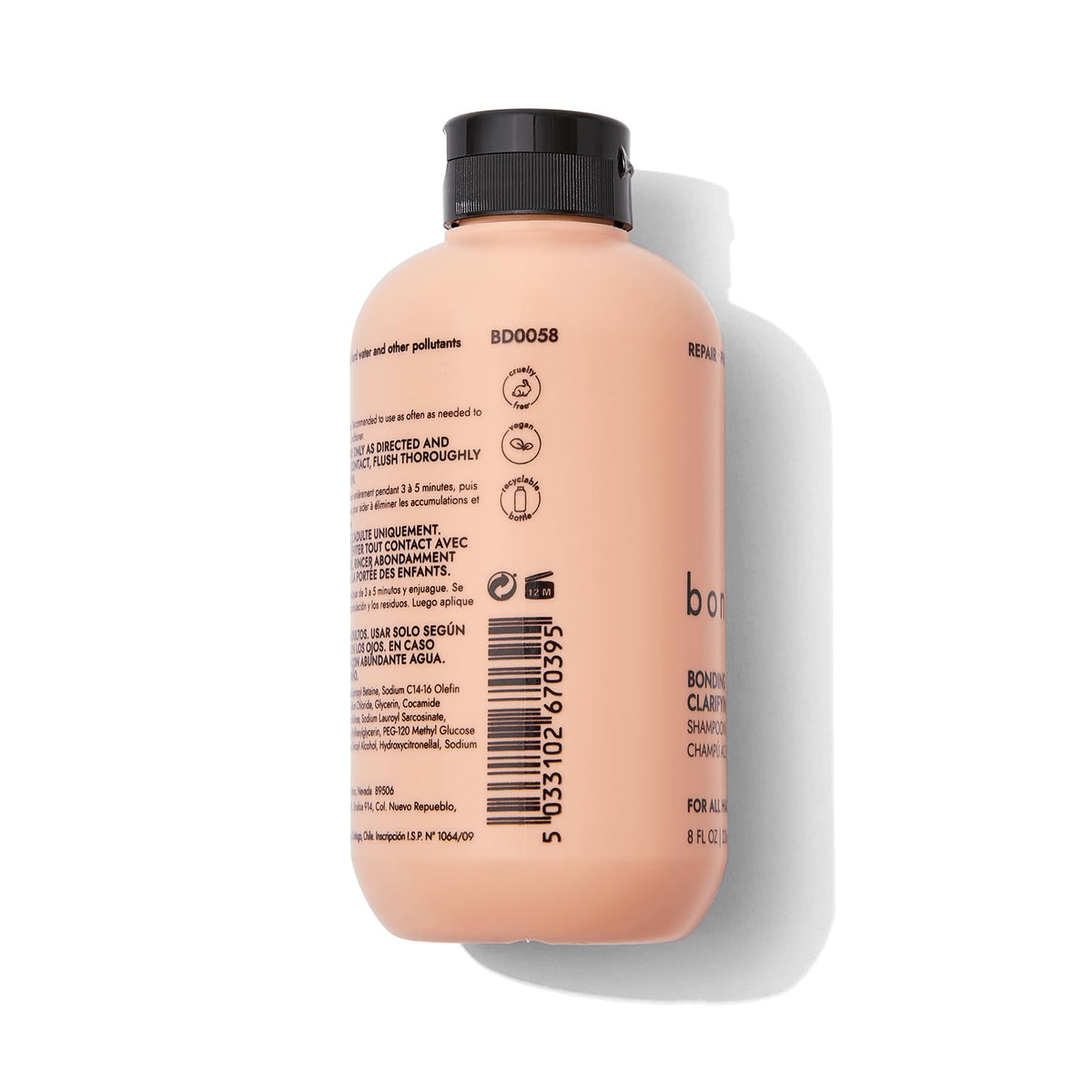 Bondbar clarifying shampoo gel texture pool close-up, highlights gentle cleansing formula for repair