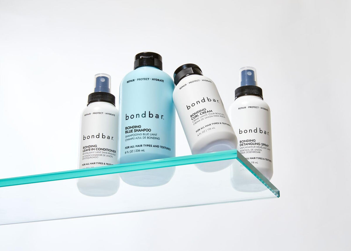 Bondbar on bathroom shelf in natural light suggesting everyday styling convenience