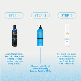 Bondi Sands before and after legs showing hydrated, long-lasting bronzed glow