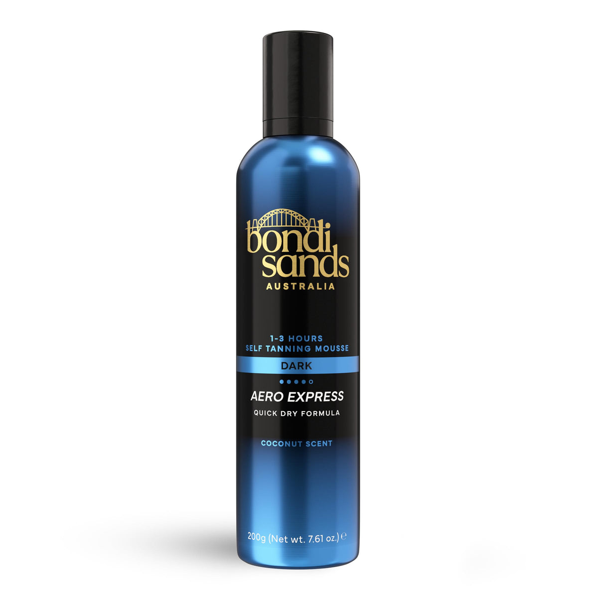 Bondi Sands front packaging showing product and benefit of quick tan