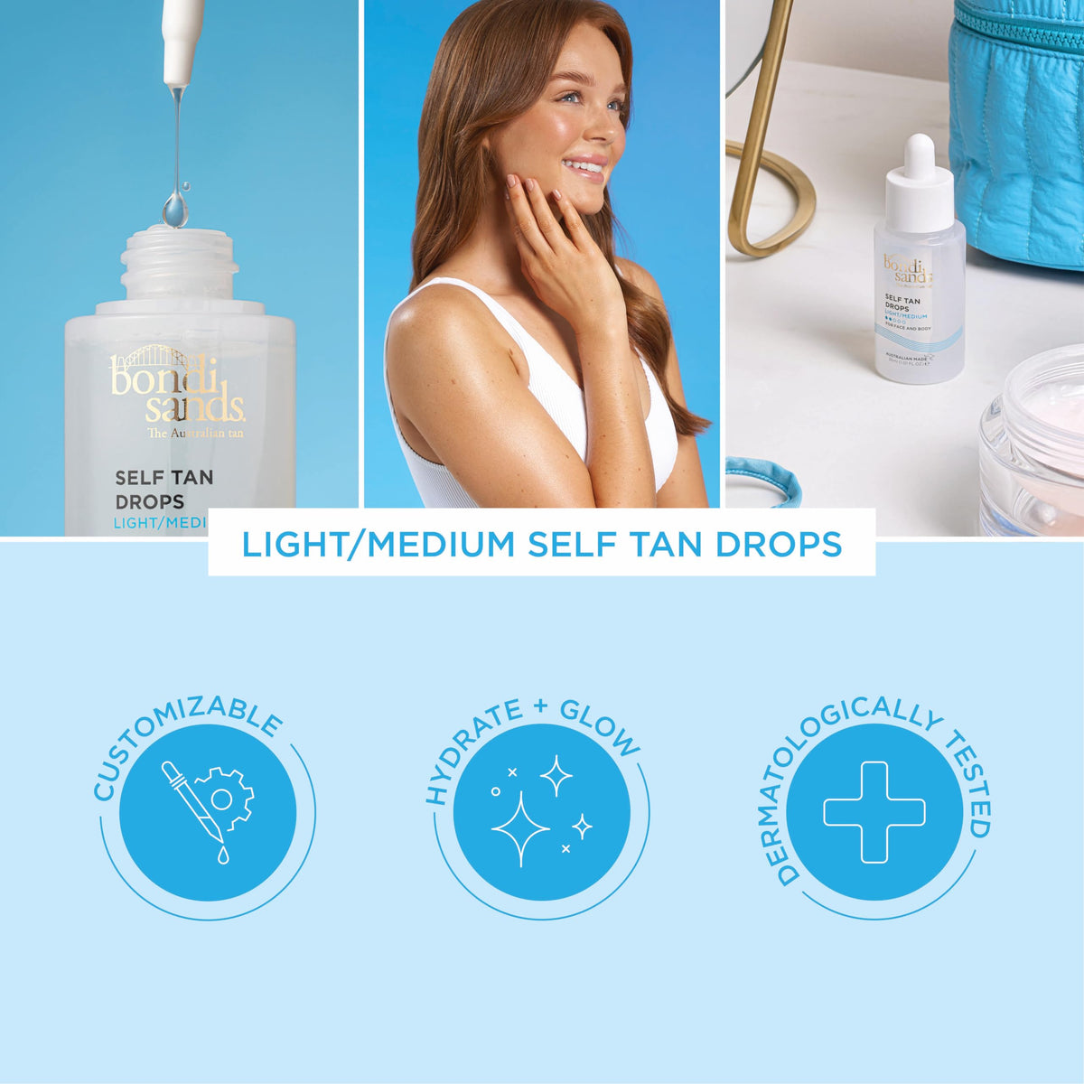 bondi sands applied with tanning mitt on arm illustrating streak-free, even coverage
