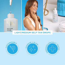 bondi sands applied with tanning mitt on arm illustrating streak-free, even coverage