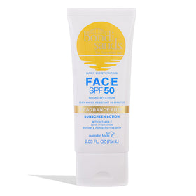 Bondi Sands front packaging showing SPF 50 and fragrance free benefits