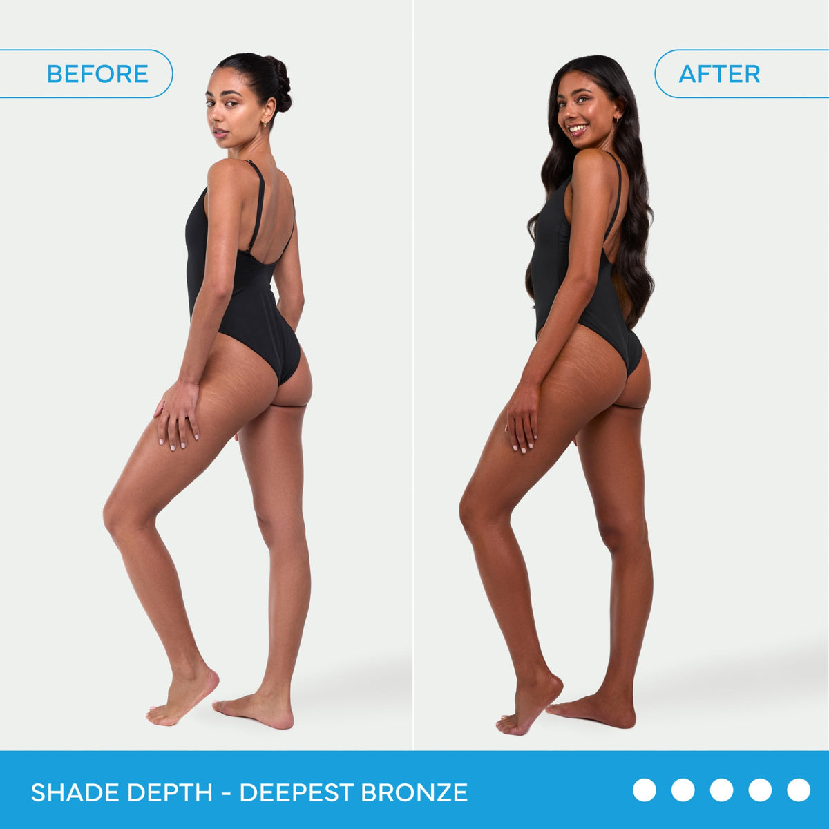 Bondi Sands before and after arm comparison showing natural-looking bronzed result