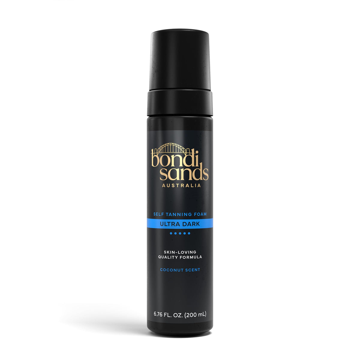 Bondi Sands front packaging showing bottle and branding with clean presentation, promotes ease