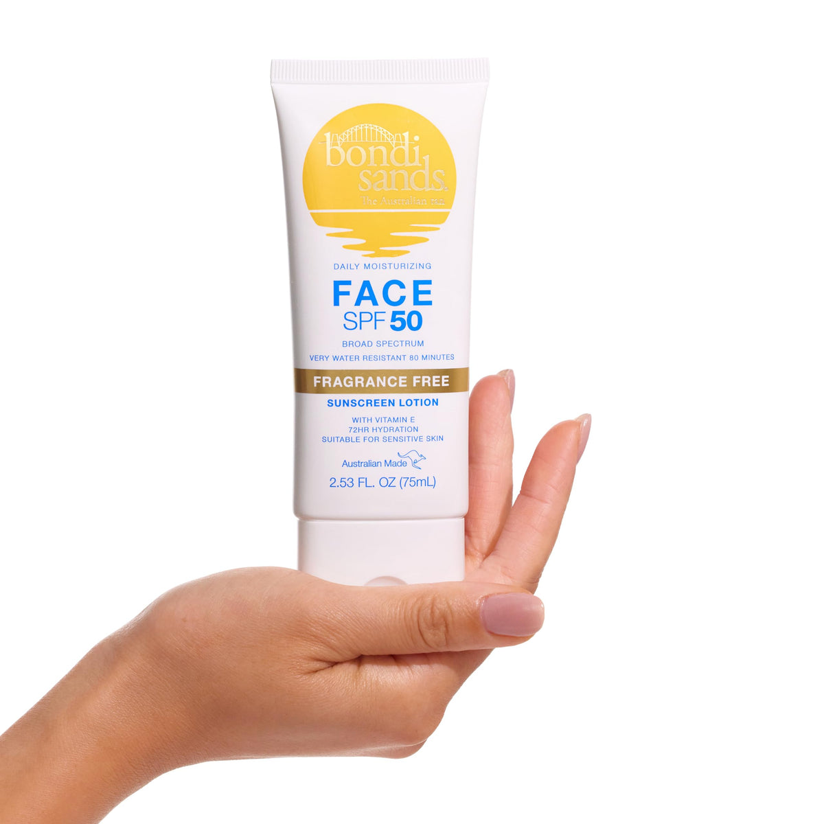 Bondi Sands applied to cheek demonstrating invisible finish and hydration