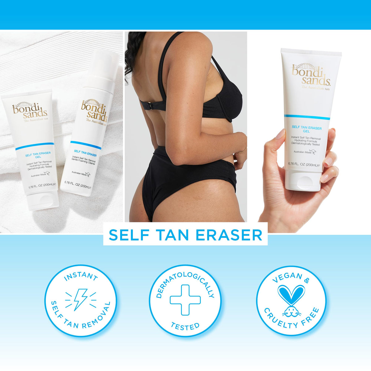 Bondi Sands Self Tan Eraser applied by hand to remove old tan effectively